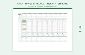 Daily Travel Schedule Itinerary Template product preview thumbnail