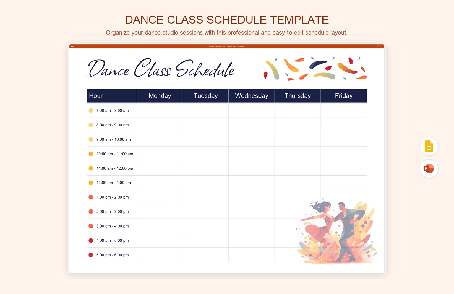 Dance Class Schedule Template product preview thumbnail