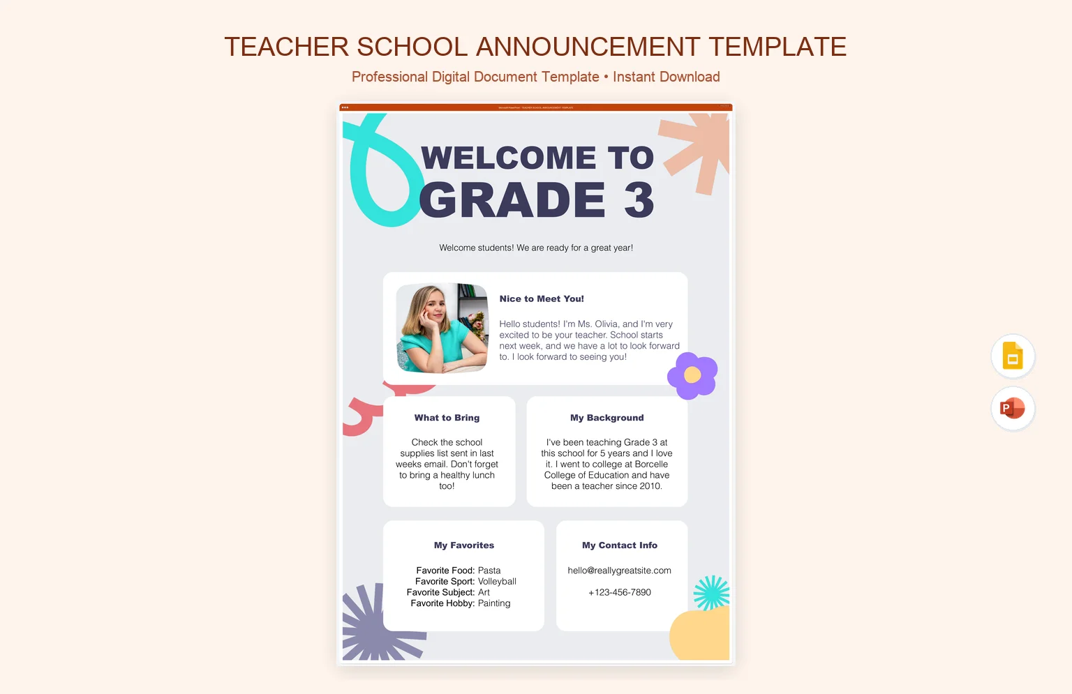 Teacher School Announcement Template product preview thumbnail
