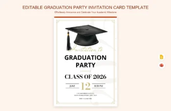Editable Graduation Party Invitation Card Template product preview thumbnail