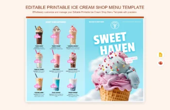 Editable Printable Ice Cream Shop Menu Template product preview thumbnail