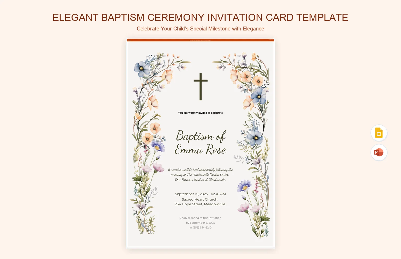 Elegant Baptism Ceremony Invitation Card Template product preview thumbnail