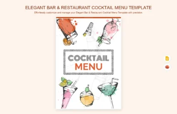 Elegant Bar & Restaurant Cocktail Menu Template product preview thumbnail