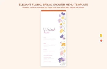 Elegant Floral Bridal Shower Menu Template product preview thumbnail