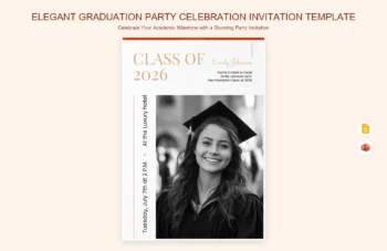 Elegant Graduation Party Celebration Invitation Template product preview thumbnail