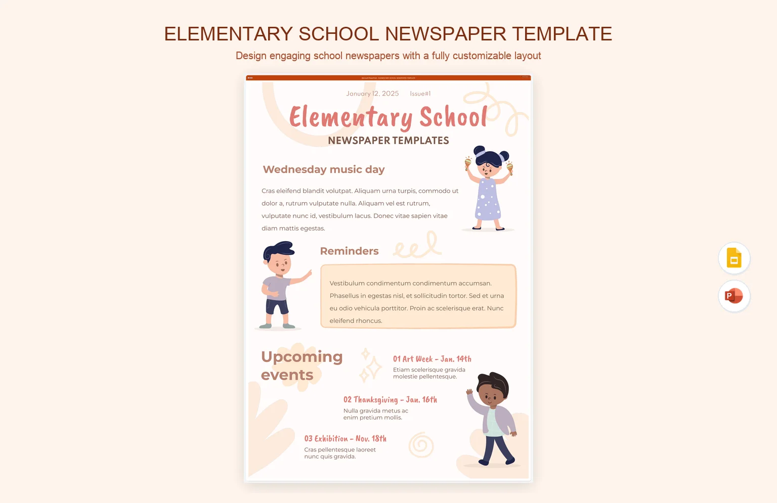 Elementary School Newspaper Template product preview thumbnail