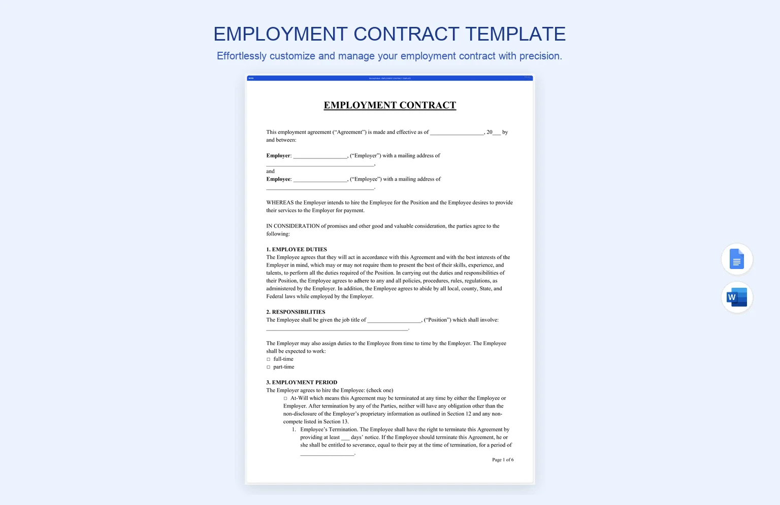 Employment Contract Template product preview thumbnail