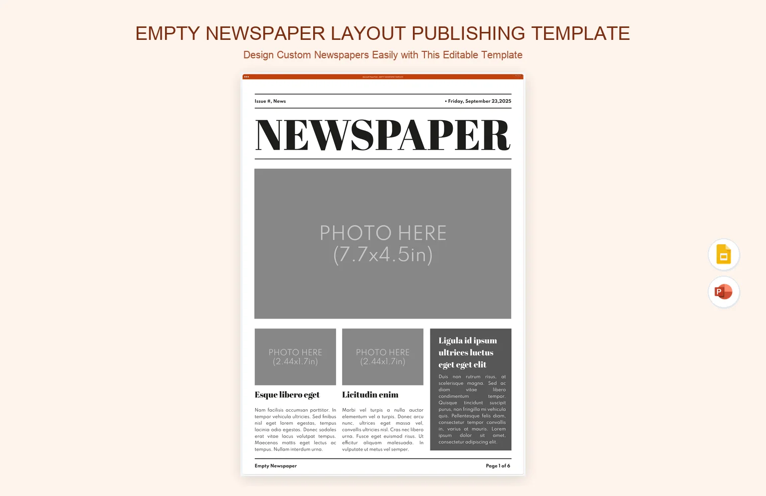 Empty Newspaper Layout Publishing Template product preview thumbnail
