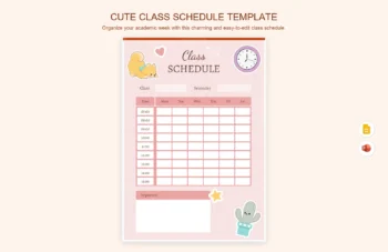Cute Class Schedule Template product preview thumbnail