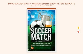 Euro Soccer Match Announcement Event Flyer Template product preview thumbnail