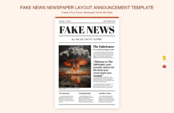 Fake News Newspaper Layout Announcement Template product preview thumbnail