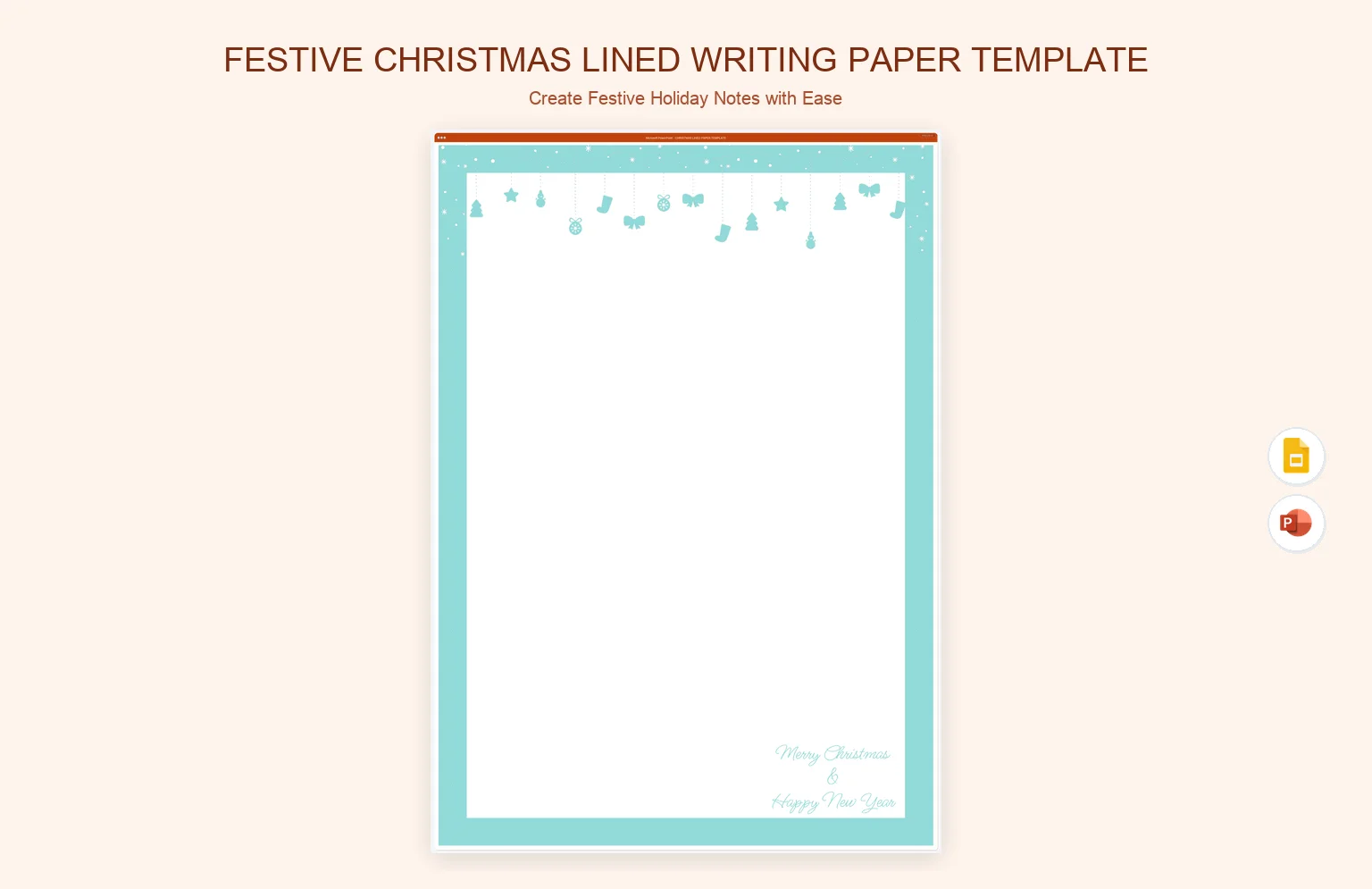 Festive Christmas Lined Writing Paper Template product preview thumbnail