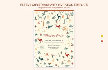 Festive Christmas Party Invitation Template product preview thumbnail