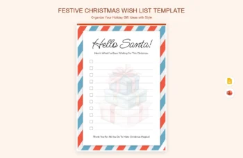 Festive Christmas Wish List Template product preview thumbnail