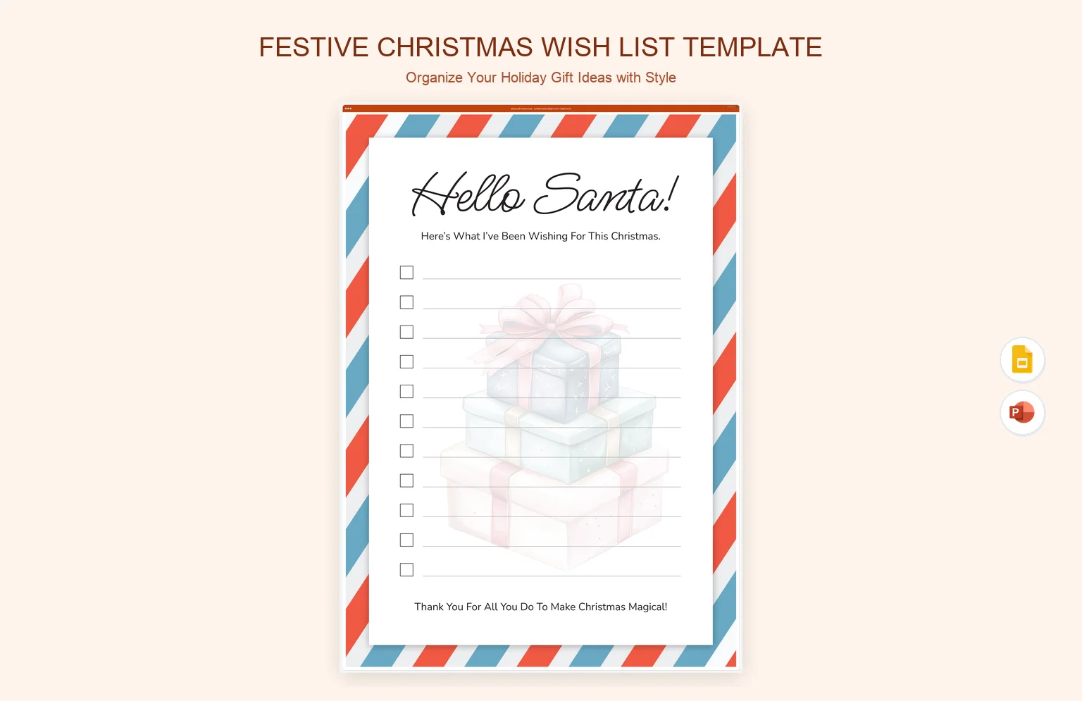 Festive Christmas Wish List Template product preview thumbnail