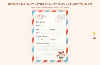 Festive Dear Santa Letter Wishlist Announcement Template product preview thumbnail