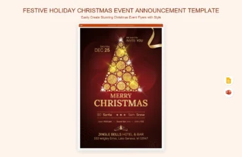 Festive Holiday Christmas Event Announcement Template product preview thumbnail