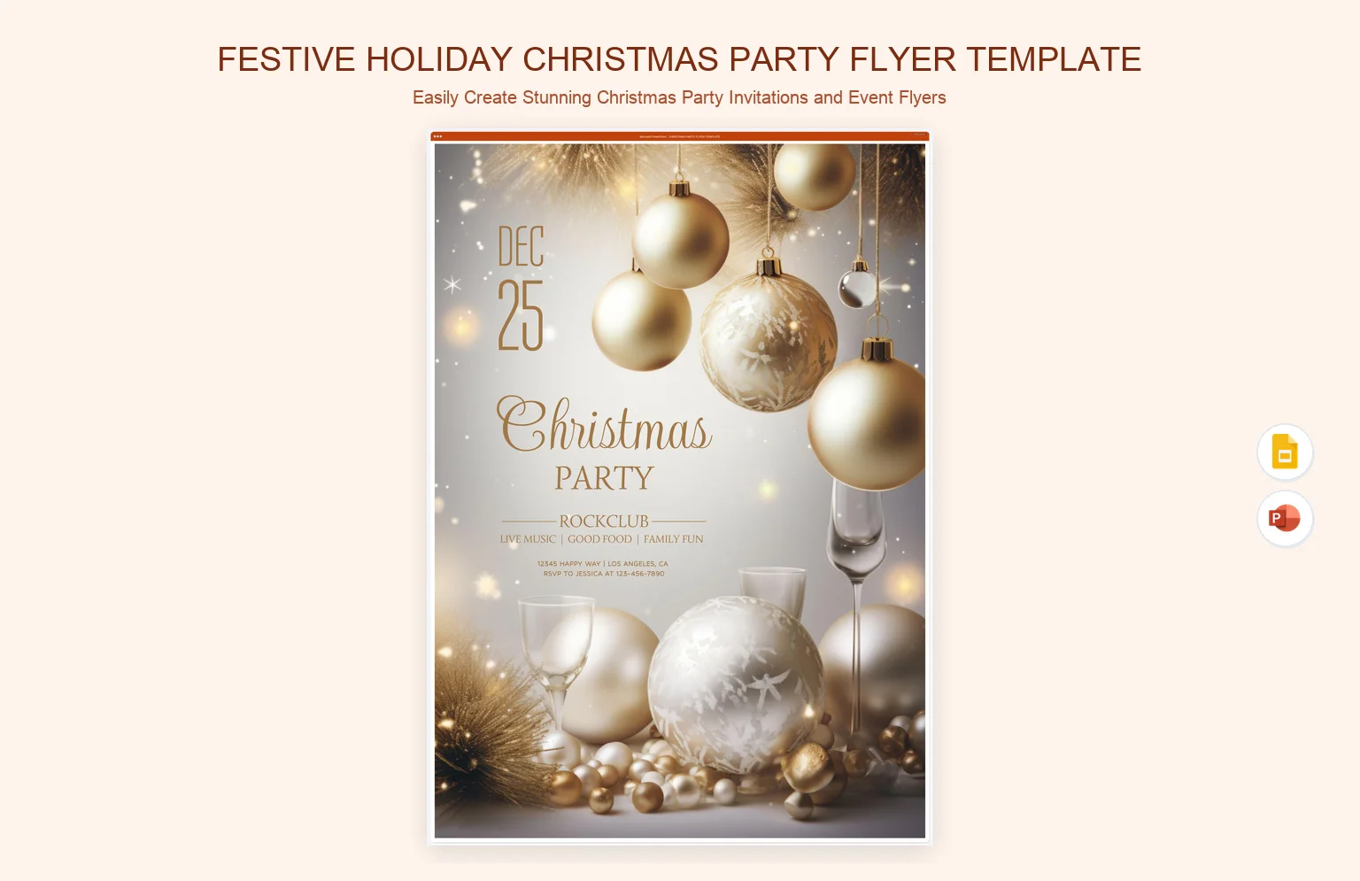 Festive Holiday Christmas Party Flyer Template product preview thumbnail