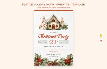 Festive Holiday Party Invitation Template product preview thumbnail