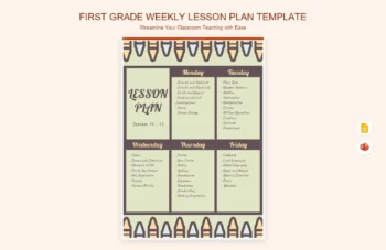 First Grade Weekly Lesson Plan Template product preview thumbnail