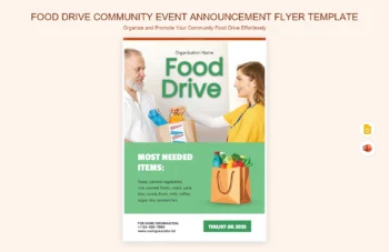 Food Drive Community Event Announcement Flyer Template product preview thumbnail