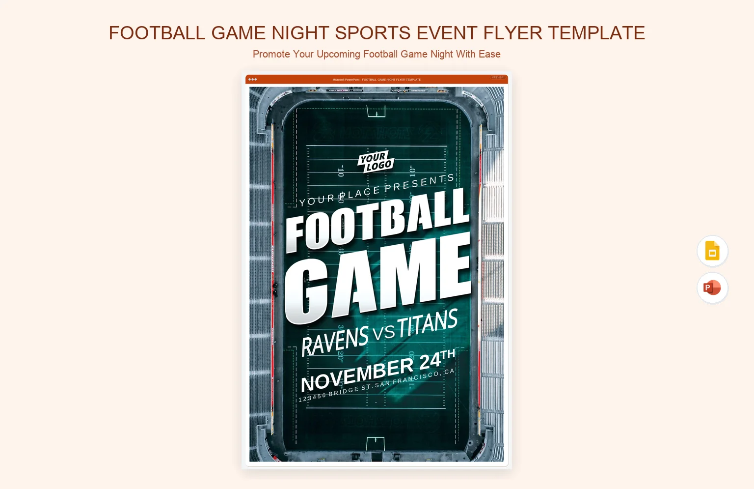 Football Game Night Sports Event Flyer Template product preview thumbnail