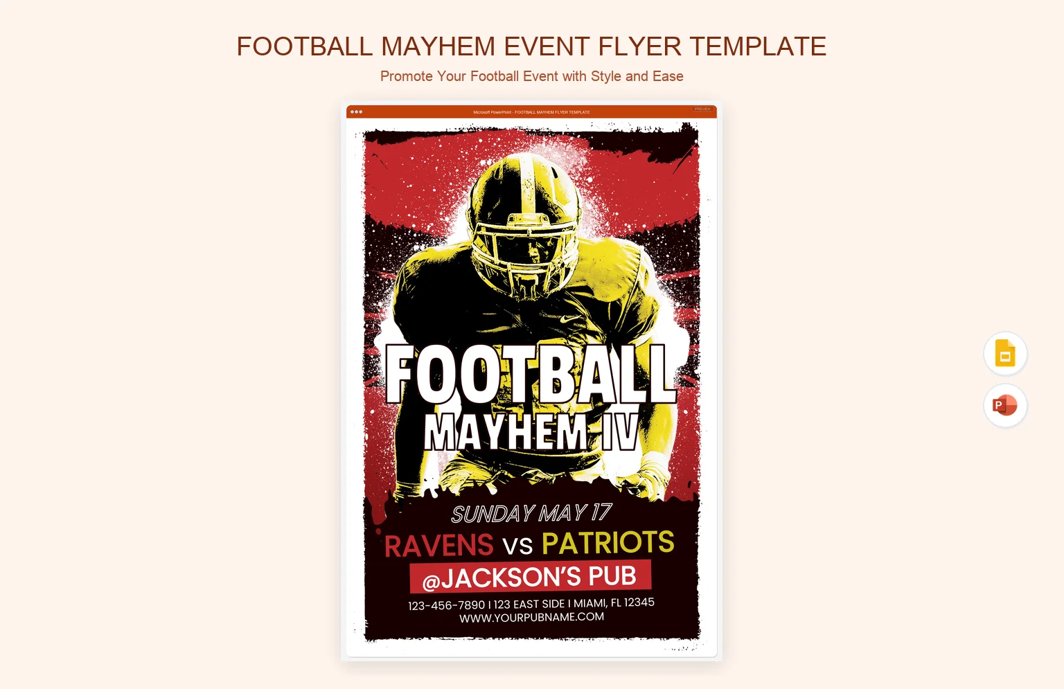 Football Mayhem Event Flyer Template product preview thumbnail