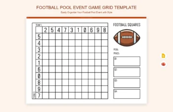 Football Pool Event Game Grid Template product preview thumbnail