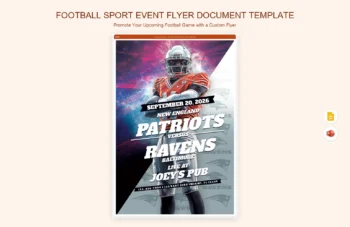 Football Sport Event Flyer Document Template product preview thumbnail