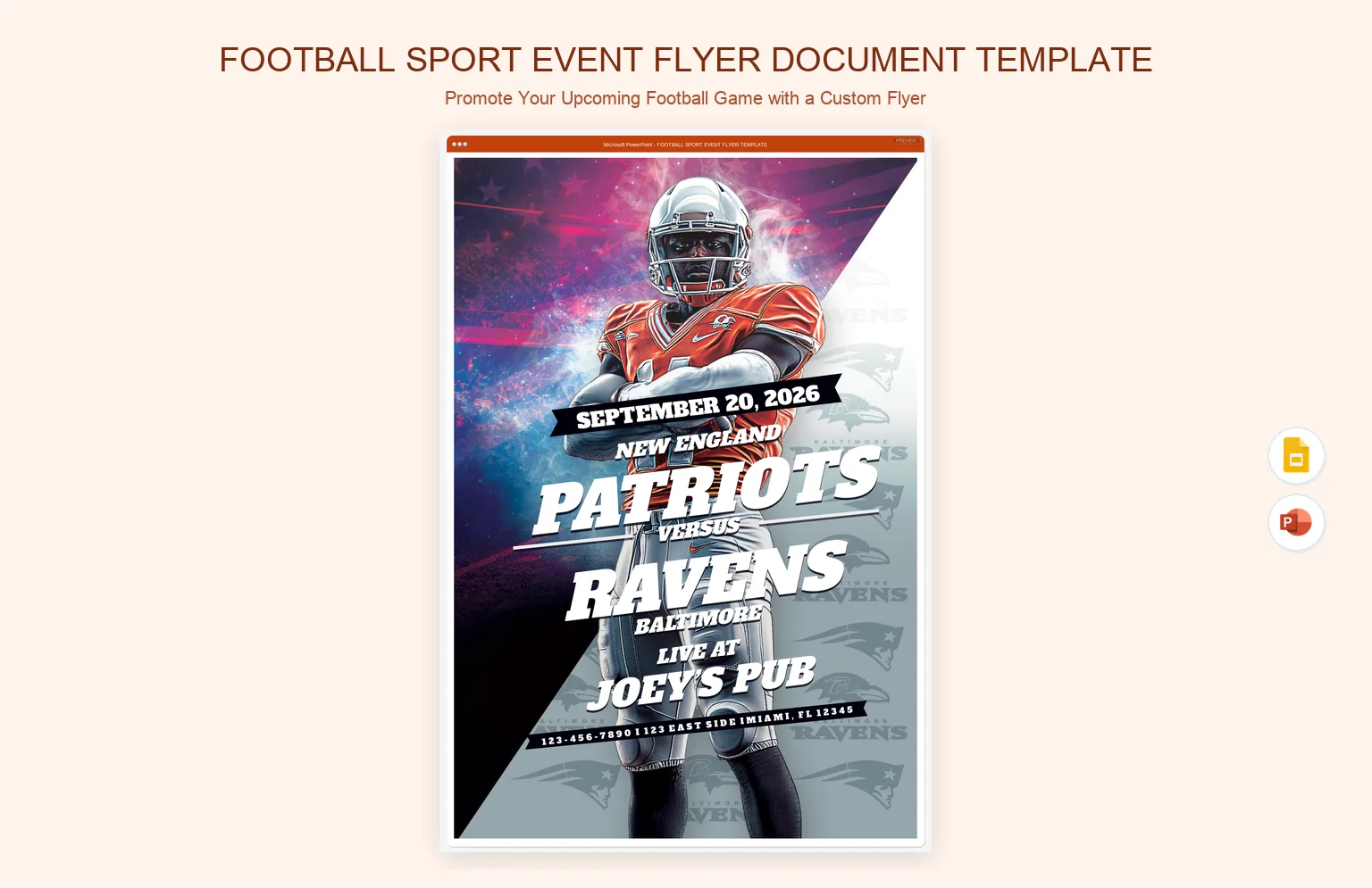 Football Sport Event Flyer Document Template product preview thumbnail