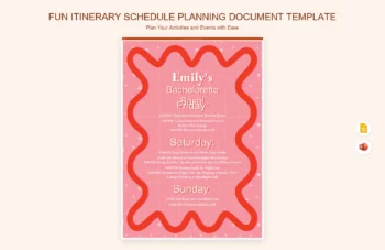 Fun Itinerary Schedule Planning Document Template product preview thumbnail
