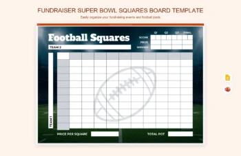 Fundraiser Super Bowl Squares Board Template product preview thumbnail