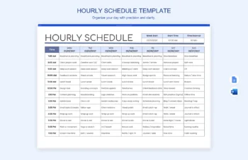 Hourly Schedule Template product preview thumbnail