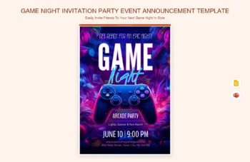 Game Night Invitation Party Event Announcement Template product preview thumbnail