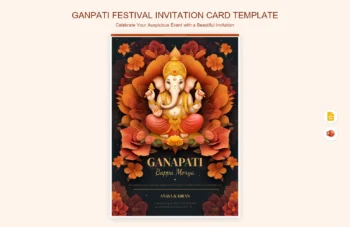 Ganpati Festival Invitation Card Template product preview thumbnail