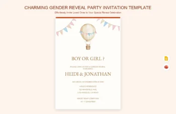 Charming Gender Reveal Party Invitation Template product preview thumbnail