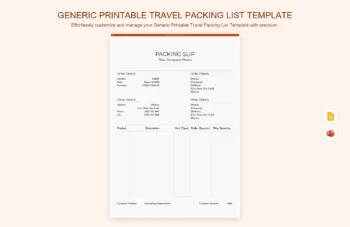 Generic Printable Travel Packing List Template product preview thumbnail