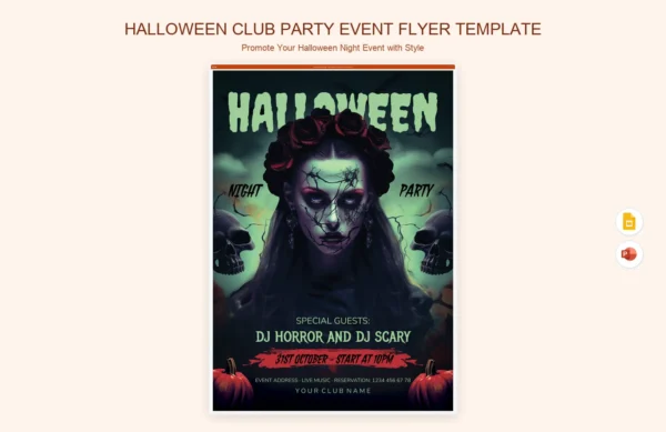 Halloween Club Party Event Flyer Template | ReadymadeFiles