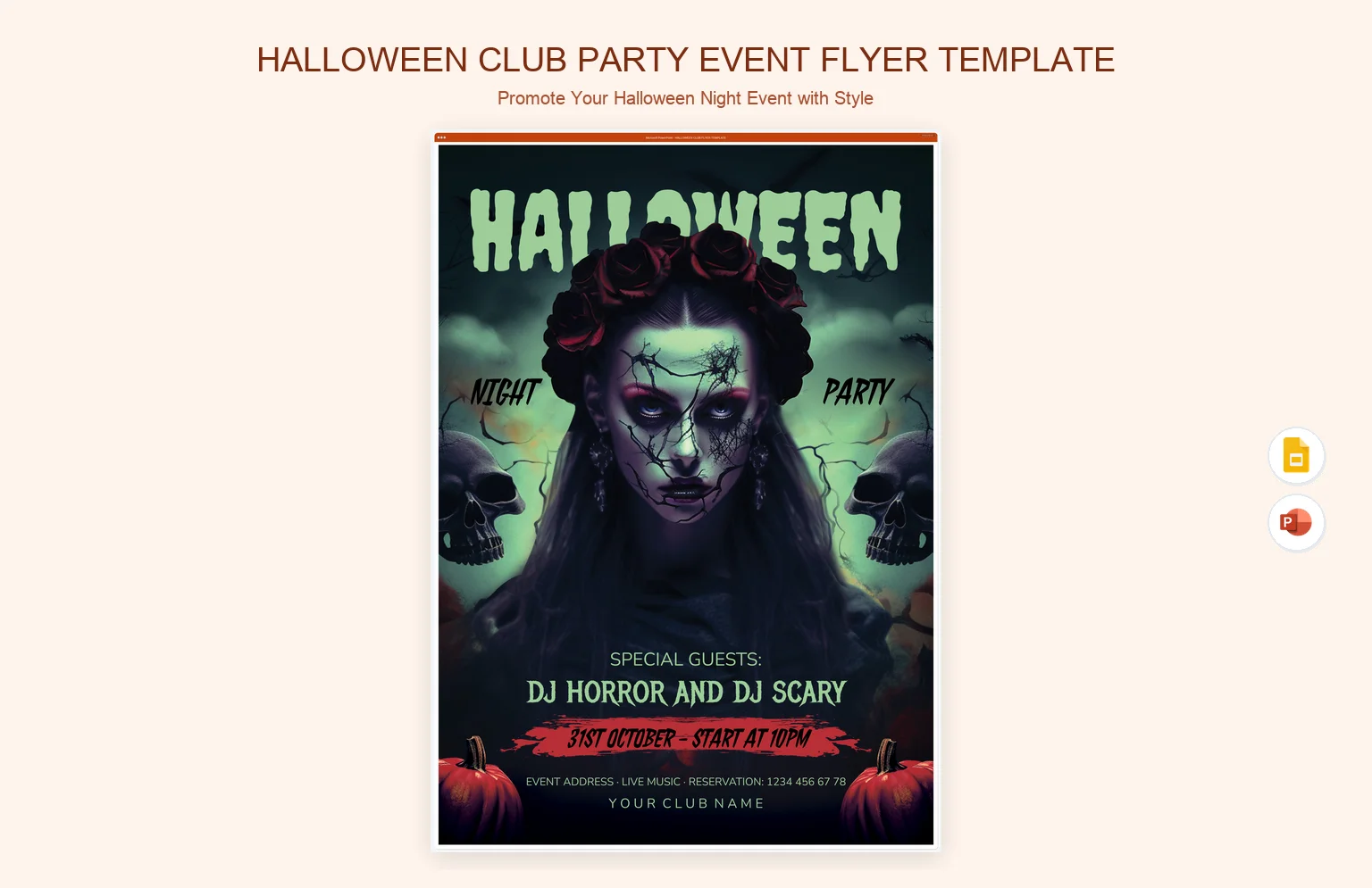 Halloween Club Party Event Flyer Template product preview thumbnail
