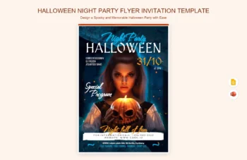 Halloween Night Party Flyer Invitation Template product preview thumbnail