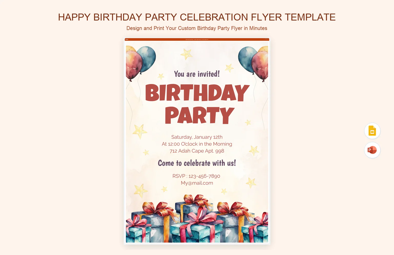 Happy Birthday Party Celebration Flyer Template product preview thumbnail