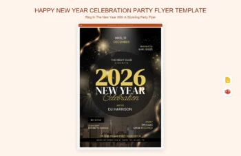 Happy New Year Celebration Party Flyer Template product preview thumbnail