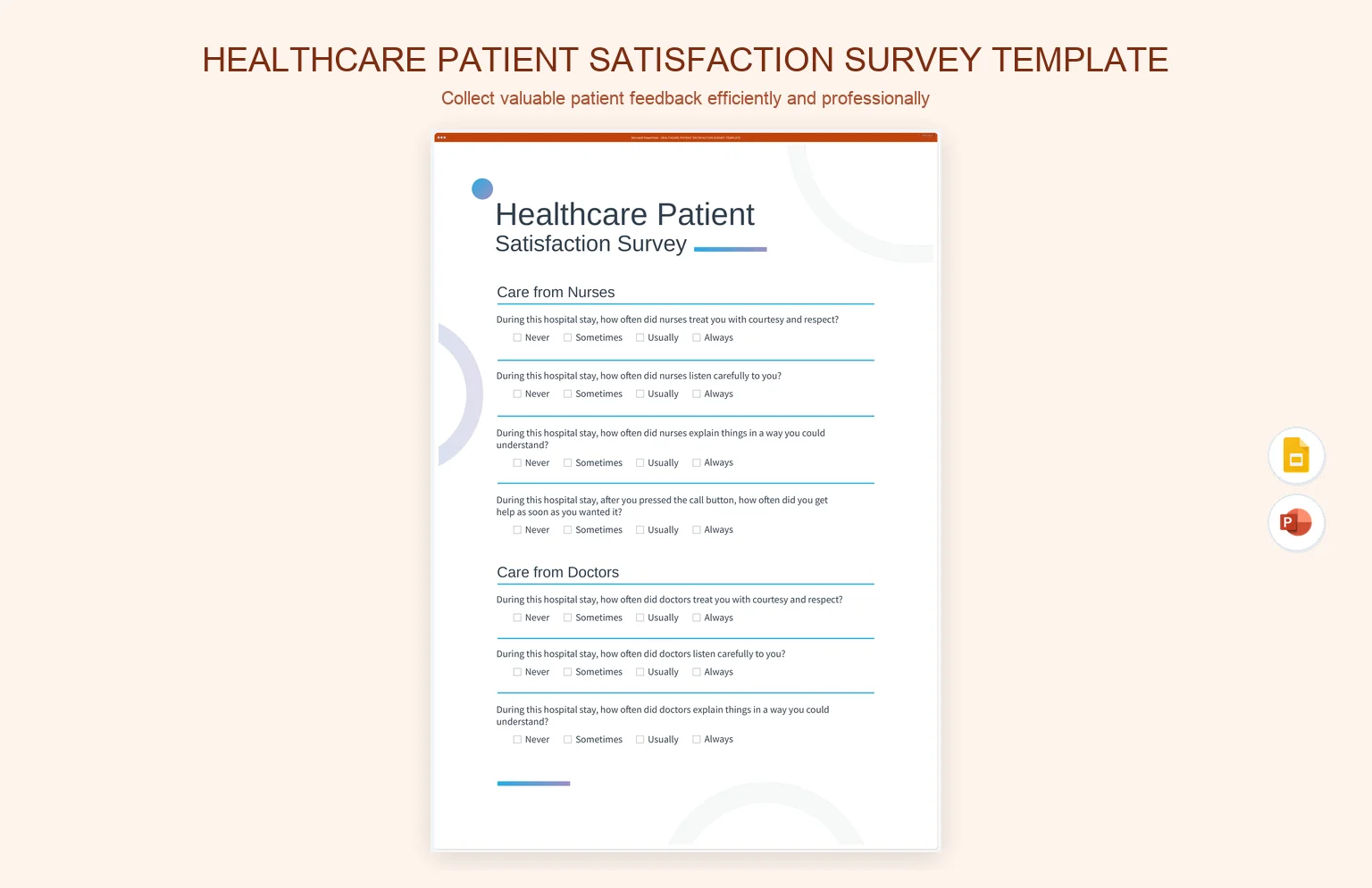 Healthcare Patient Satisfaction Survey Template product preview thumbnail