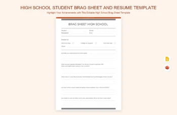 High School Student Brag Sheet and Resume Template product preview thumbnail