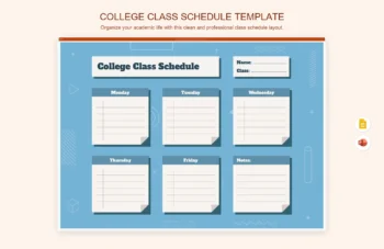 College Class Schedule Template product preview thumbnail