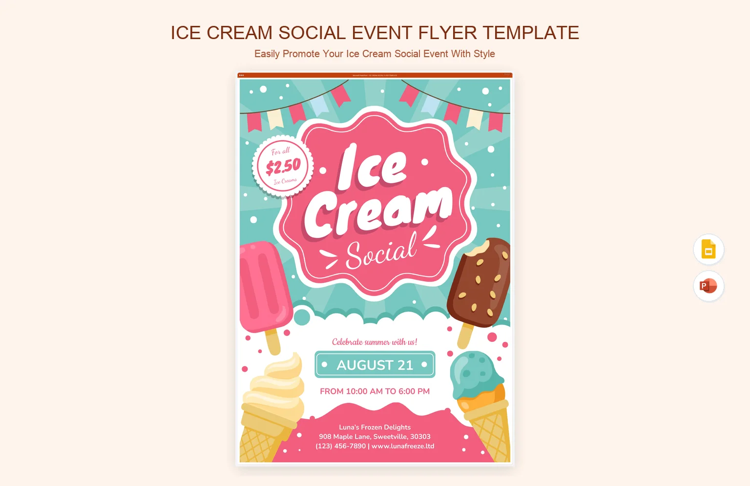 Ice Cream Social Event Flyer Template product preview thumbnail