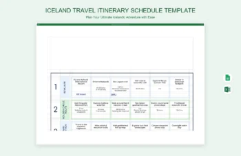Iceland Travel Itinerary Schedule Template product preview thumbnail