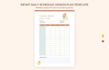 Infant Daily Schedule Lesson Plan Template product preview thumbnail
