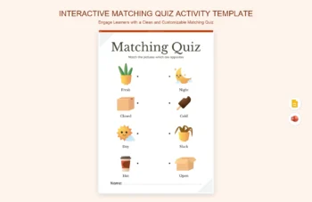 Interactive Matching Quiz Activity Template product preview thumbnail