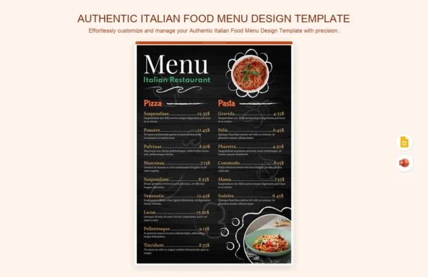 Italian Design Menu. Example Authentic Italian Food Menu Design Template | ReadymadeFiles
